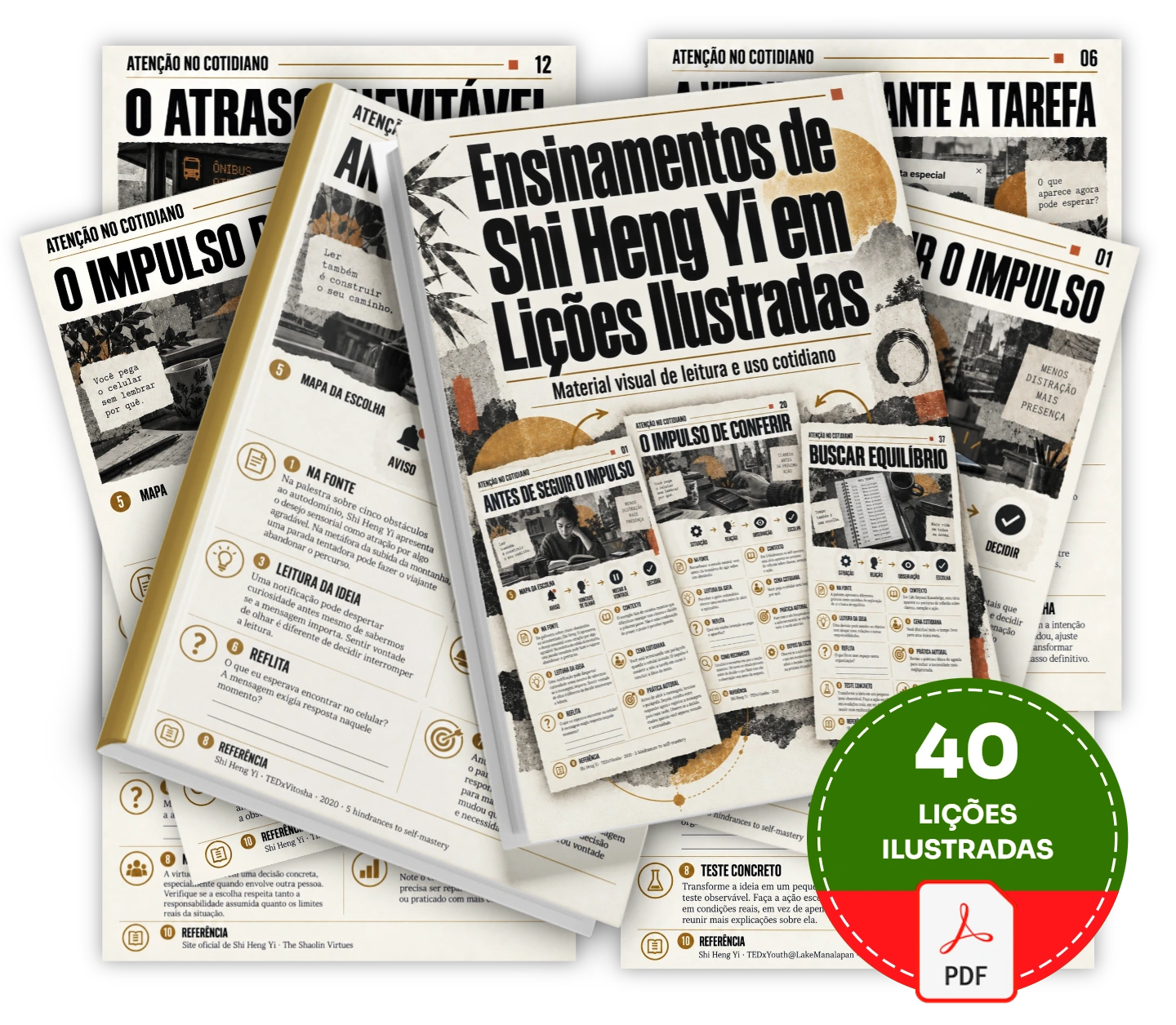 Aprenda a distinguir impulso e escolha nas situações do dia a dia com 40 lições ilustradas sobre Shi Heng Yi.